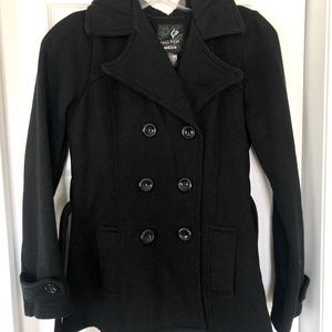 Black Button Short Peacoat